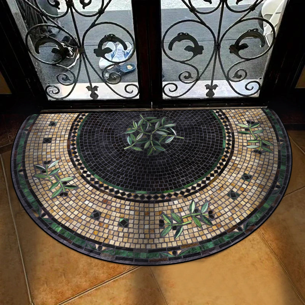 Entrance Carpet Anti-slip Dirt-resistant Wear-resistant Door Rug Semicircular Imitation Marble Texture Welcome Floor Mat 현관 카펫