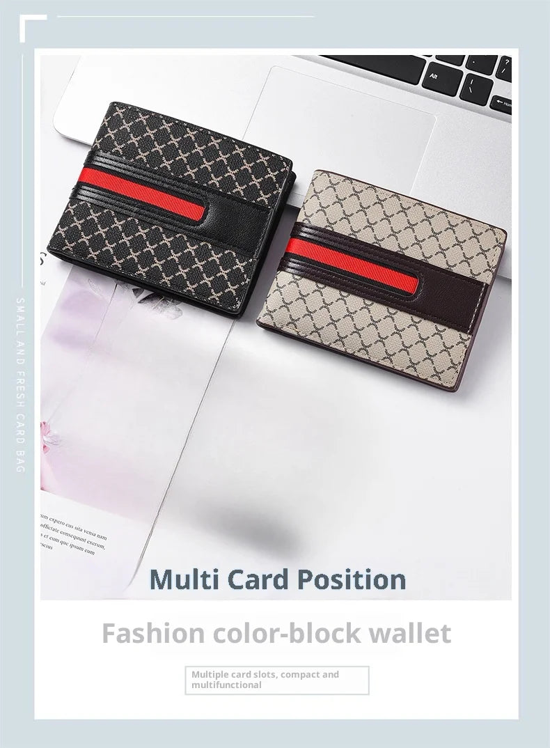 New Style Multi Card Slot Leather Wallet for Men Hand Woven Fashion Simple Ultra Thin Coin Purse