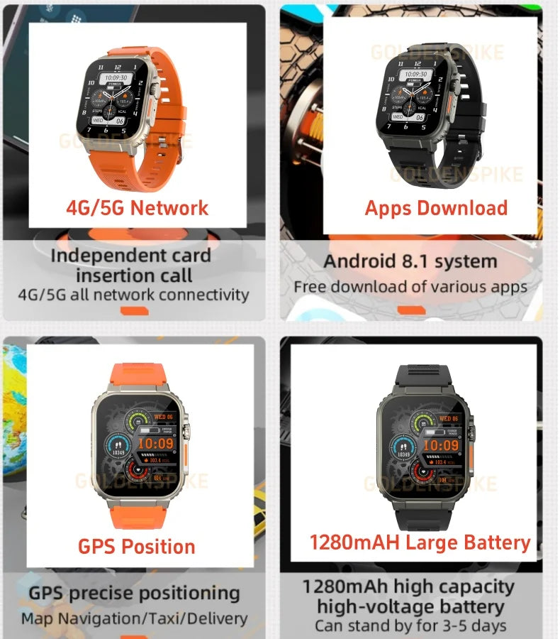 S9 Ultra Android Smart Watch 4G WIFI Smartwatch With 2.2 inch Amoled 448*528 GPS HD Camera Google Play Store Video Call For Men