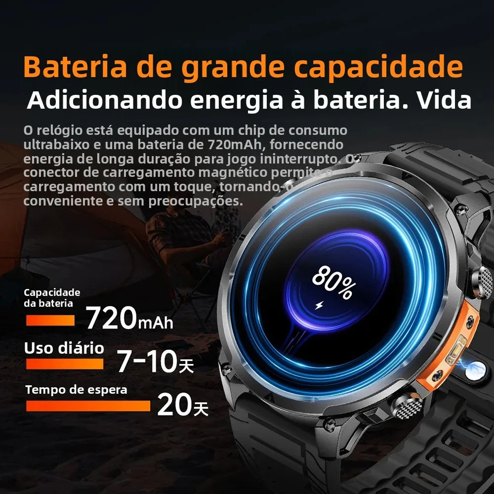 Luxury Military GPS Men Smartwatch Wrist Fitness Clock BT Call 1ATM Waterproof Sports Smart Watches for Android IOS Phones 2026