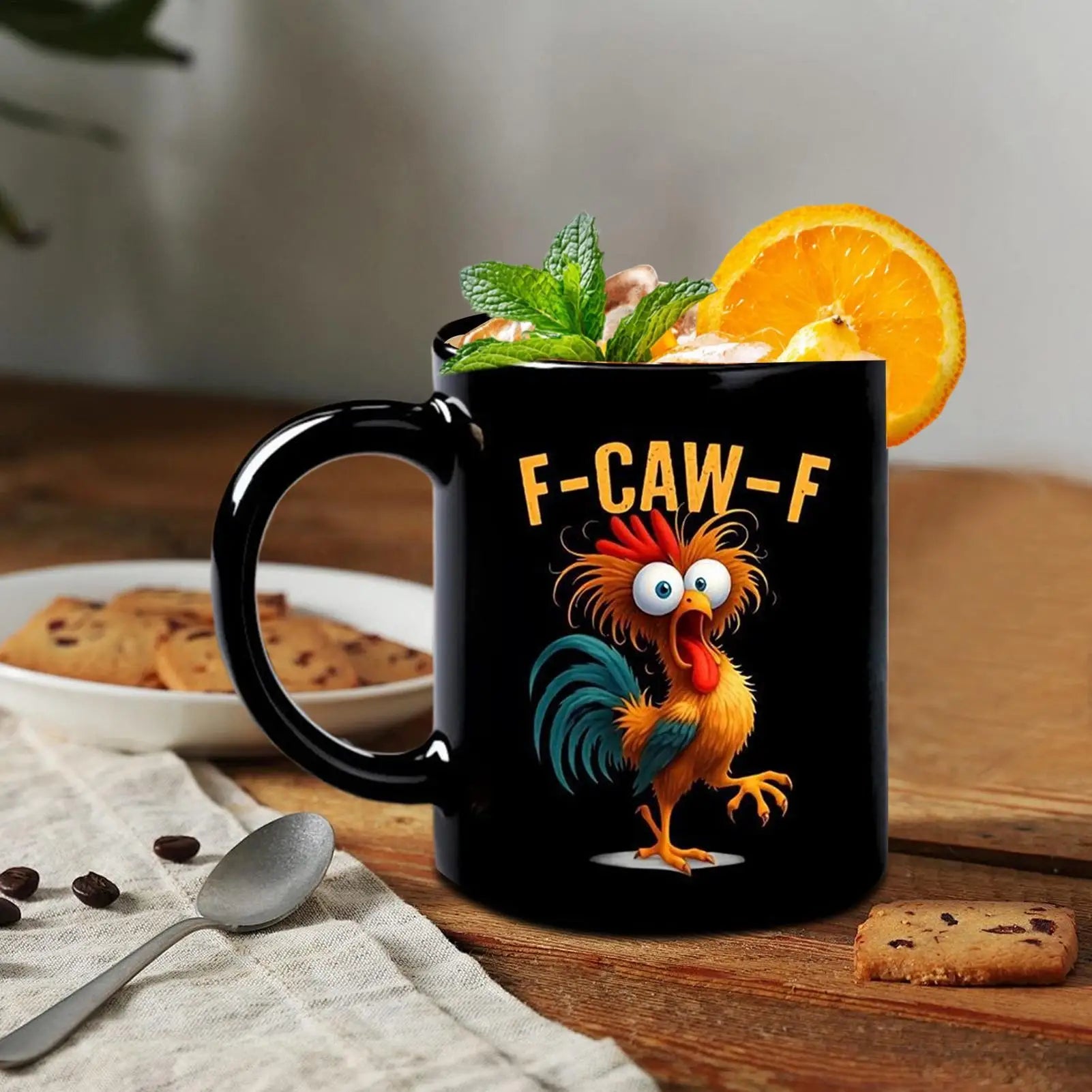 Funny F-Caw-F Chicken Coffee Mug 350ml Novelty Beverage Container Ceramic Coffee Mug Tea Cup Gifts For Men Women Friends Family