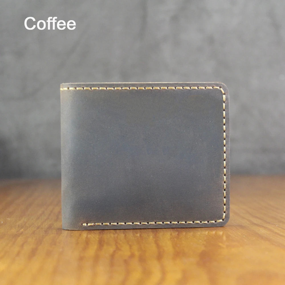 Luxury Handmade 100% Genuine Leather Men Wallet Purse Short Money Clip with Coin Pocket Male Money Bag Multi-Card Wallet Vintage