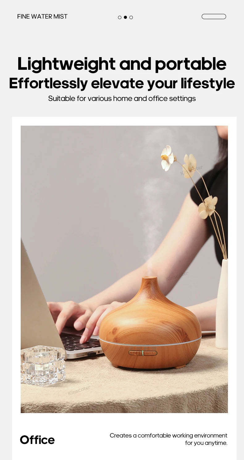 Wood Grain Aromatherapy Diffuser USB Humidifier Desktop Air Purifier Aroma Cool Mist Difusor/Essential oil set