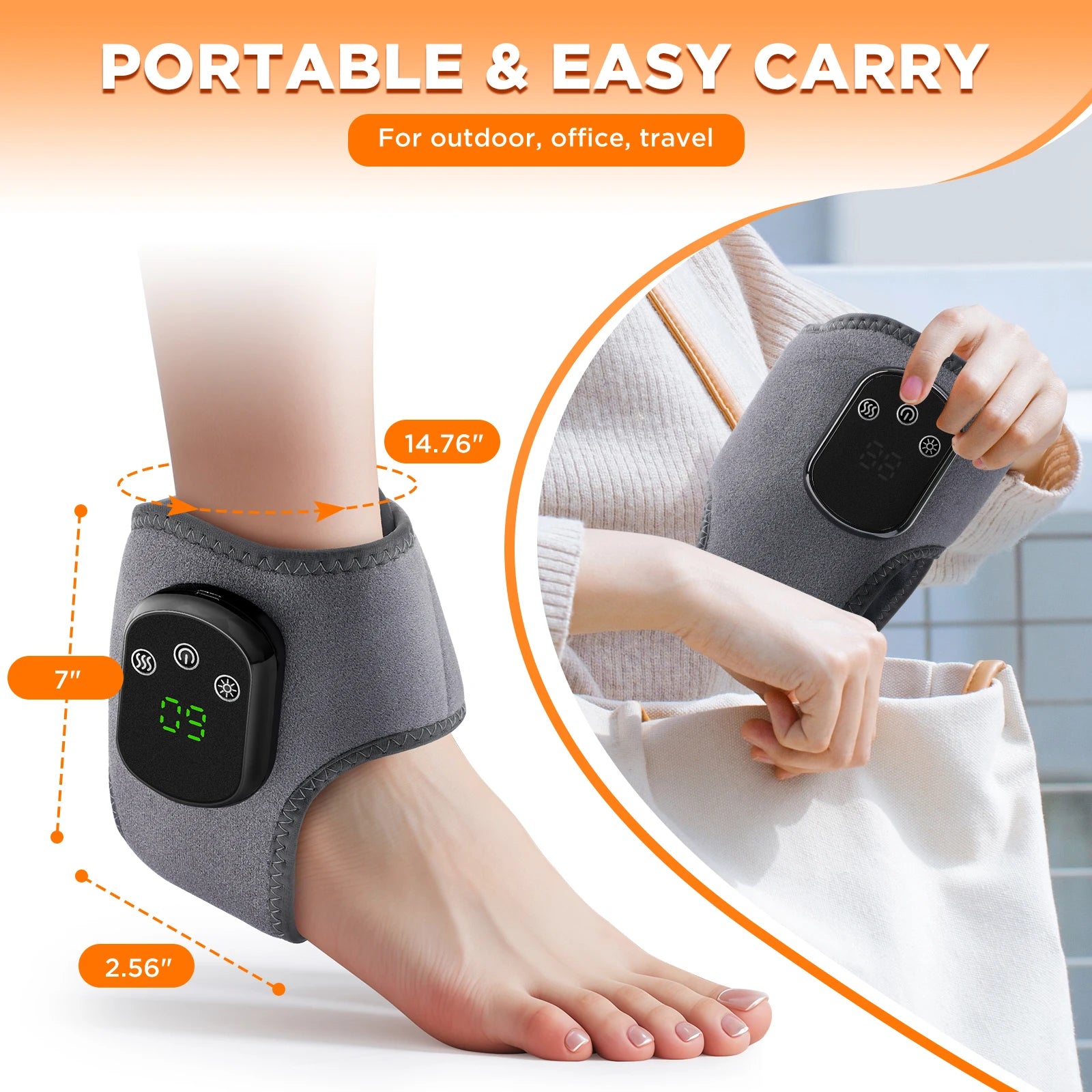 Electric Ankle Massager 5 Level Hot Compress Ankle Brace Relaxation Treatment Air Compression Foot Massager Relieving Achilles