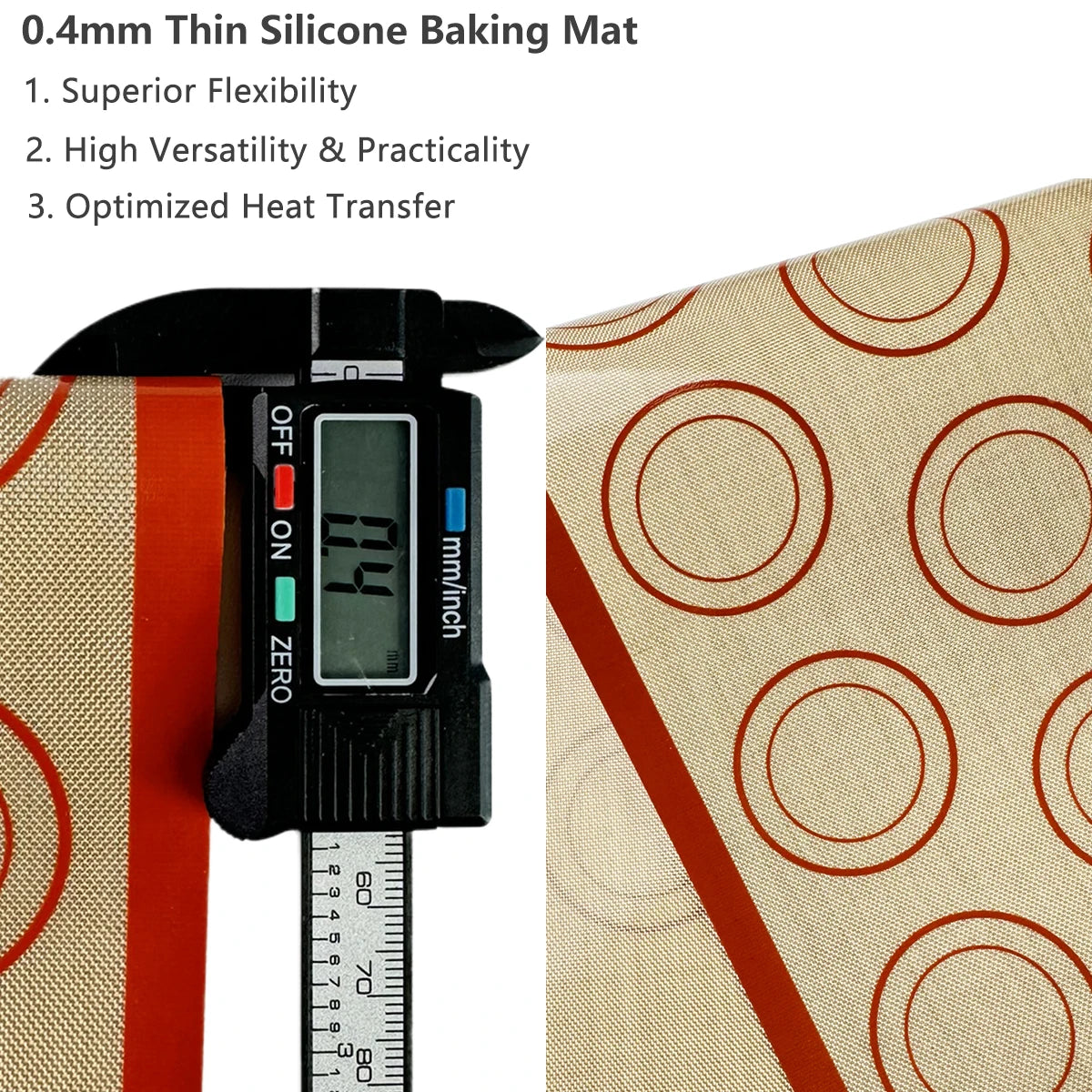 1PC Silicone Baking Mat for Oven, Thin 0.4mm, Reusable Non Stick Heat Resistant Bakeware Sheets Liner Baking Tools for Cookie
