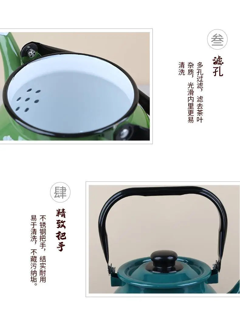 3.5L Large Capacity Porcelain Enameled Tea Pot Perfect for Home or Restaurant Use Tea Kettle Practical and Beautiful