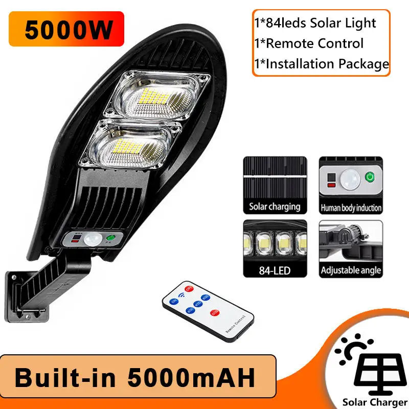 Solar Street Light Super Bright Outdoor Waterproof 168LED Lamp Motion Sensor 3 Modes Lighting Remote Control For Garden Gard