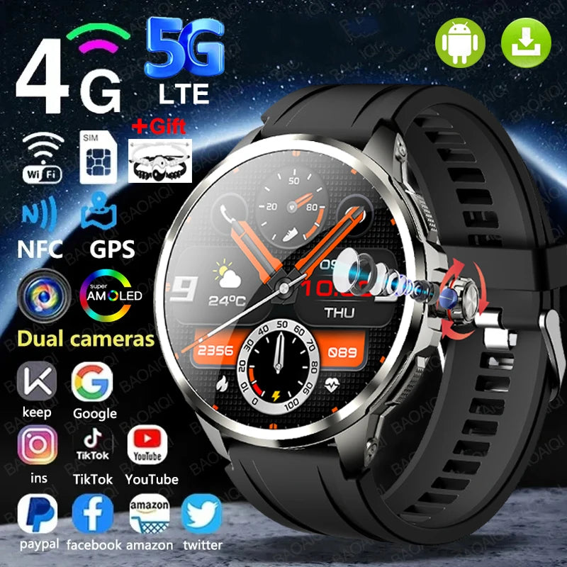 16GB+256GB RAM 4G Smart Watch 1.95 inch AMOLED 2100mah Battery 900W Camera GPS WIFI Google APPS Download Smartwatch Android 9.0