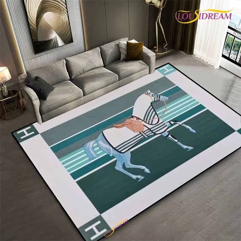 Fashion Ethnic Frame Horse Carpet Living Room bedroom yoga rugs kitchen Door Kids Un-Slip Mats Alfombra birthday gift Poster Mat