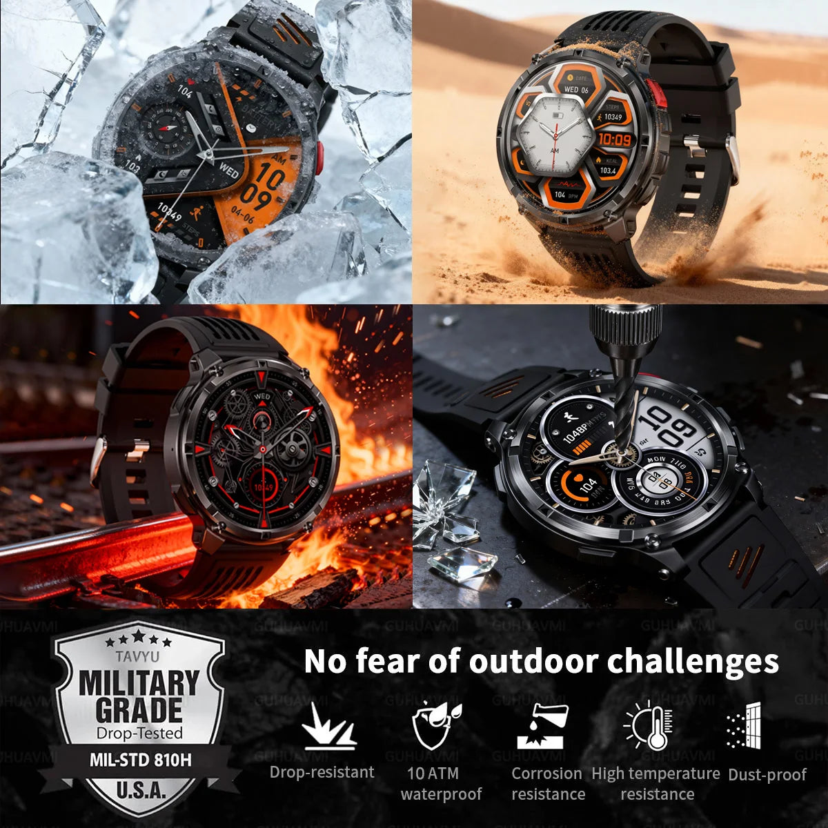 2026 New T-Rex 3 Pro Smart Watch 1100mAh Long Battery Dual-Band GPS 10ATM Waterproof Military Grade Sports Outdoor Smartwatches