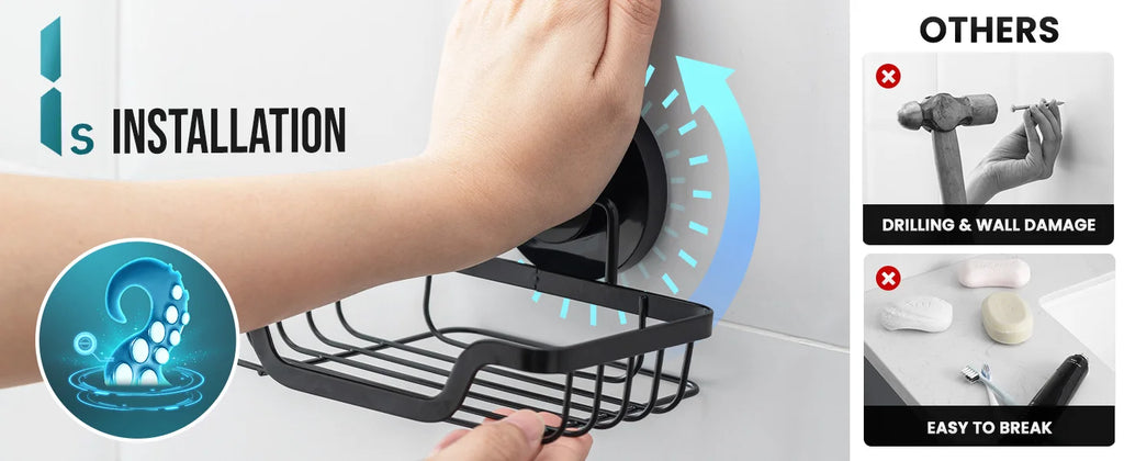 TAILI Soap Holder Bar Soap Dish Suction Cup, Bar Soap Rack for Shower Wall, Draining Soap Saver Tray for Bathroom, Tub, Kitchen