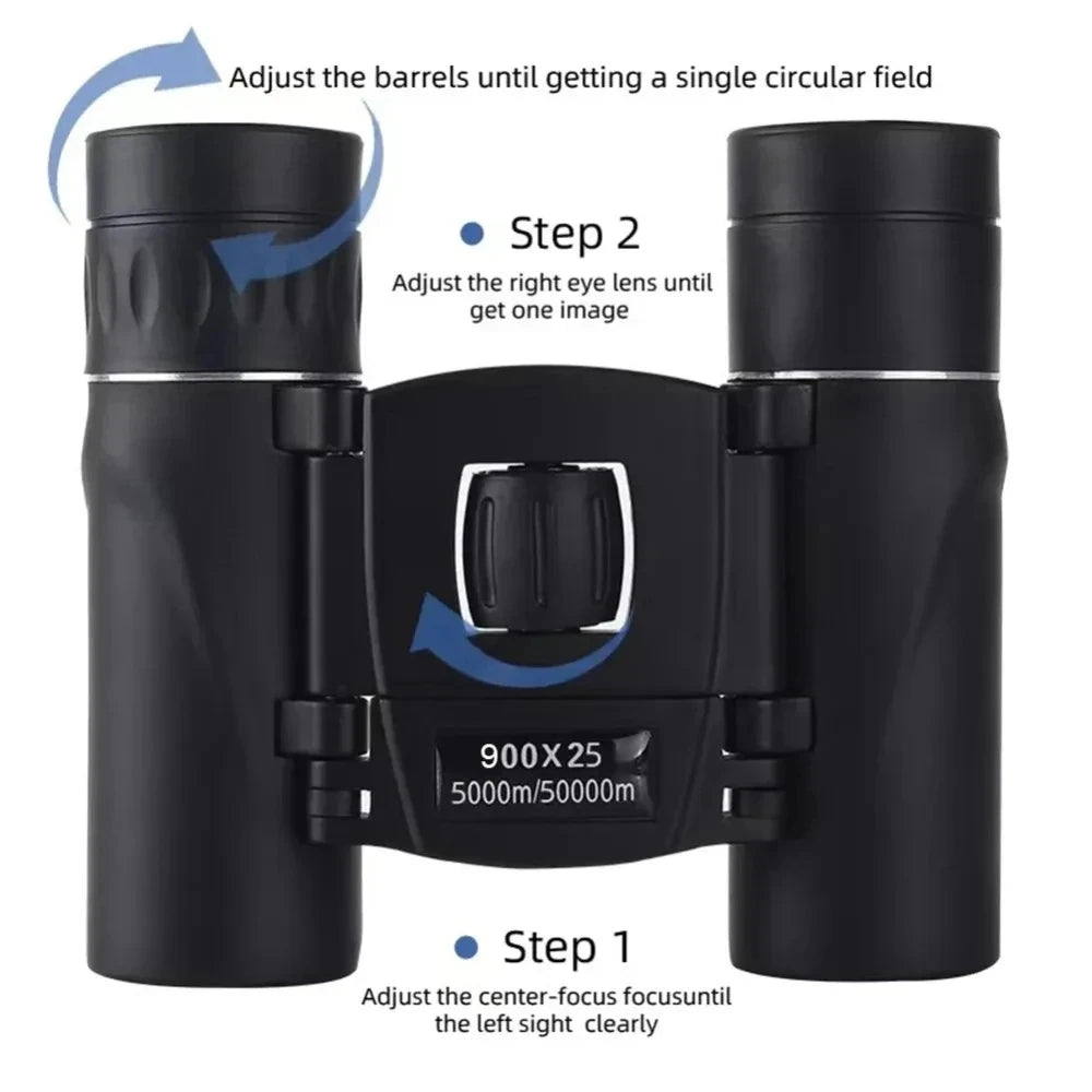 900x25 Mini Binoculars High-Powered Prism Waterproof Travel Bird Watching Outdoor Sports Optics