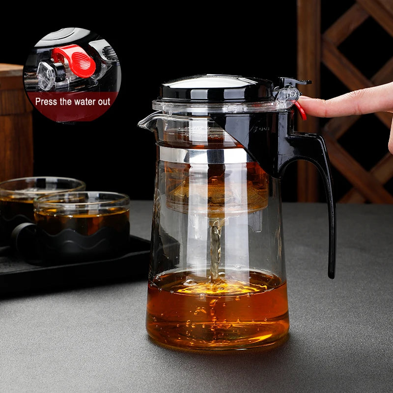 TeaPots Heat Resistant Glass Tea Pot Tea Infuser Chinese Kung Fu Tea Set Kettle Coffee Glass Maker Convenient Office Teapot