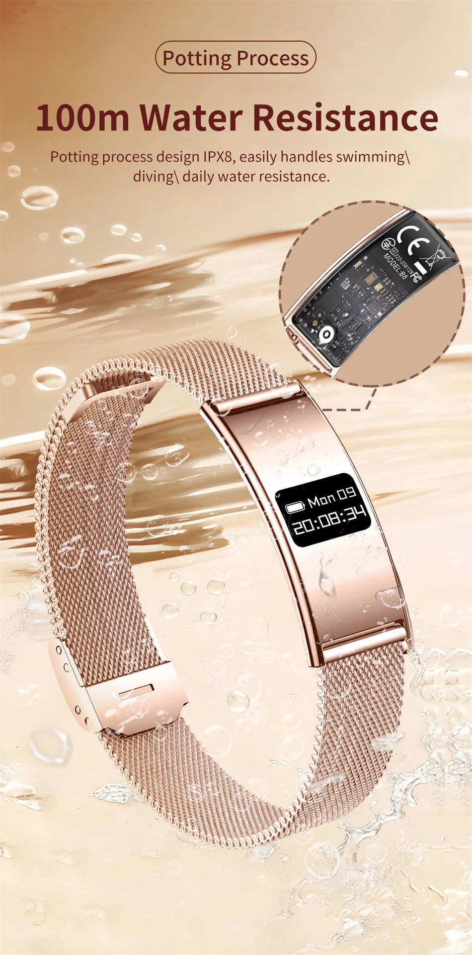 Men Women Smart Bracelet Heart Rate Sleep Monitor Health Smart Band Waterproof Sports Fitness Tracker Smartwatch For Android iOS