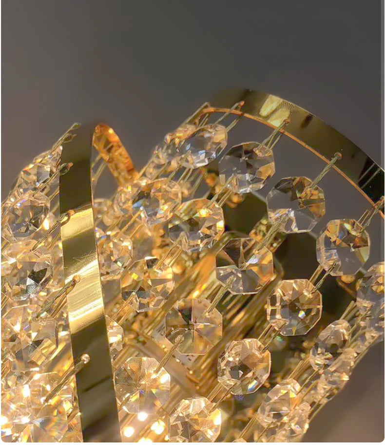 Luxurious Golden Crystal Wall Lamp - Led Wall Lamp. Suitable For Living Room, Bedroom, Corridor And Home Decoration.