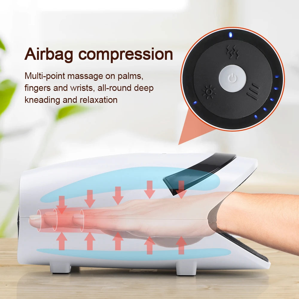 Cordless Hand Massager Machine for Wrist Arthritis Vibartion Heat and Pressure Acupoint Physiotherapy Palms Finger Compression
