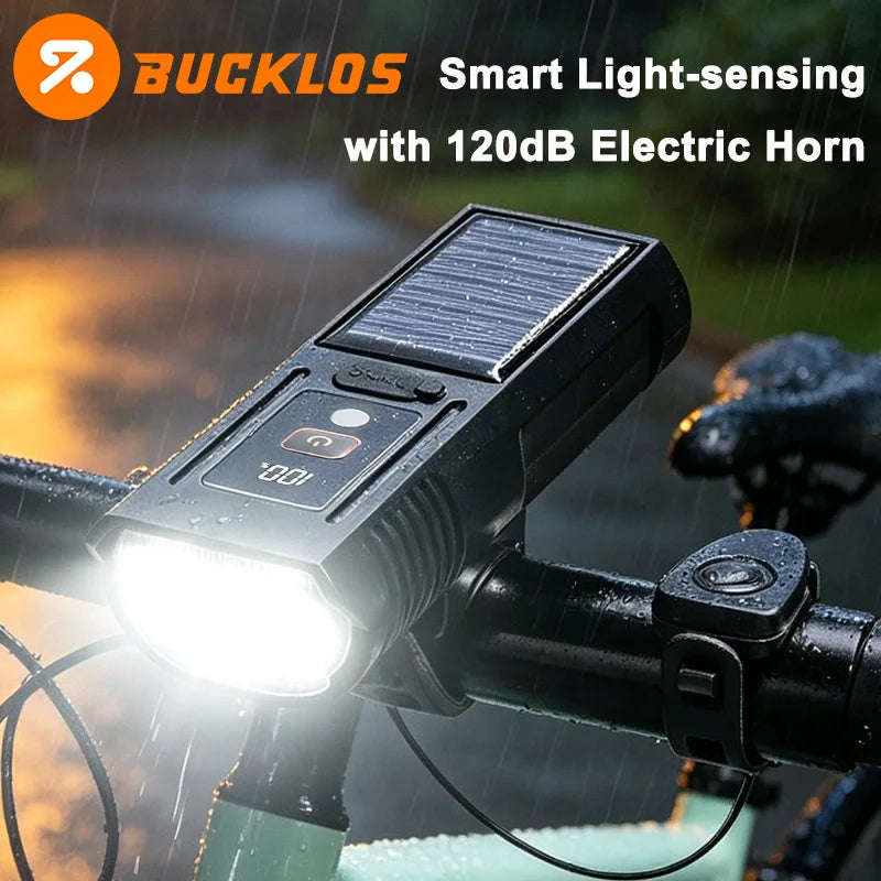 Bike Smart Light Front LED Bicycle Light with Horn Type-C Charging MTB Head Lamp Waterproof Flashlight Road Cycling Accessories
