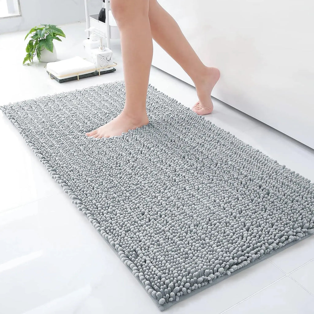 Homaxy New Chenille One Thick And Three Fine Floor Mat Indoor Non Slip Doormat Dirt Trap Absorbs Water Comfortable Bathroom Mats