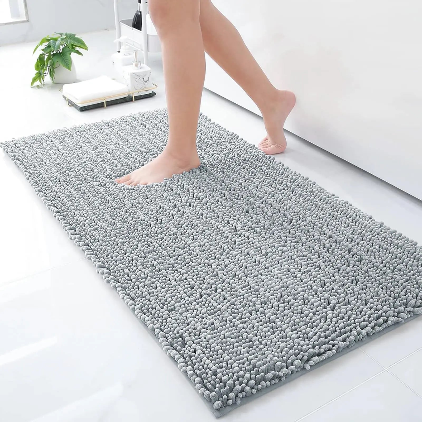 Homaxy New Chenille One Thick And Three Fine Floor Mat Indoor Non Slip Doormat Dirt Trap Absorbs Water Comfortable Bathroom Mats