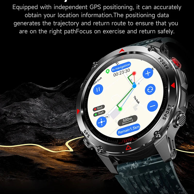 T-Rex 3 Built-in Dual-band GPS Smart Watch Men Smartwatch Compass Altimeter Barometric 5ATM IP69K Waterproof AMOLED HD Watches