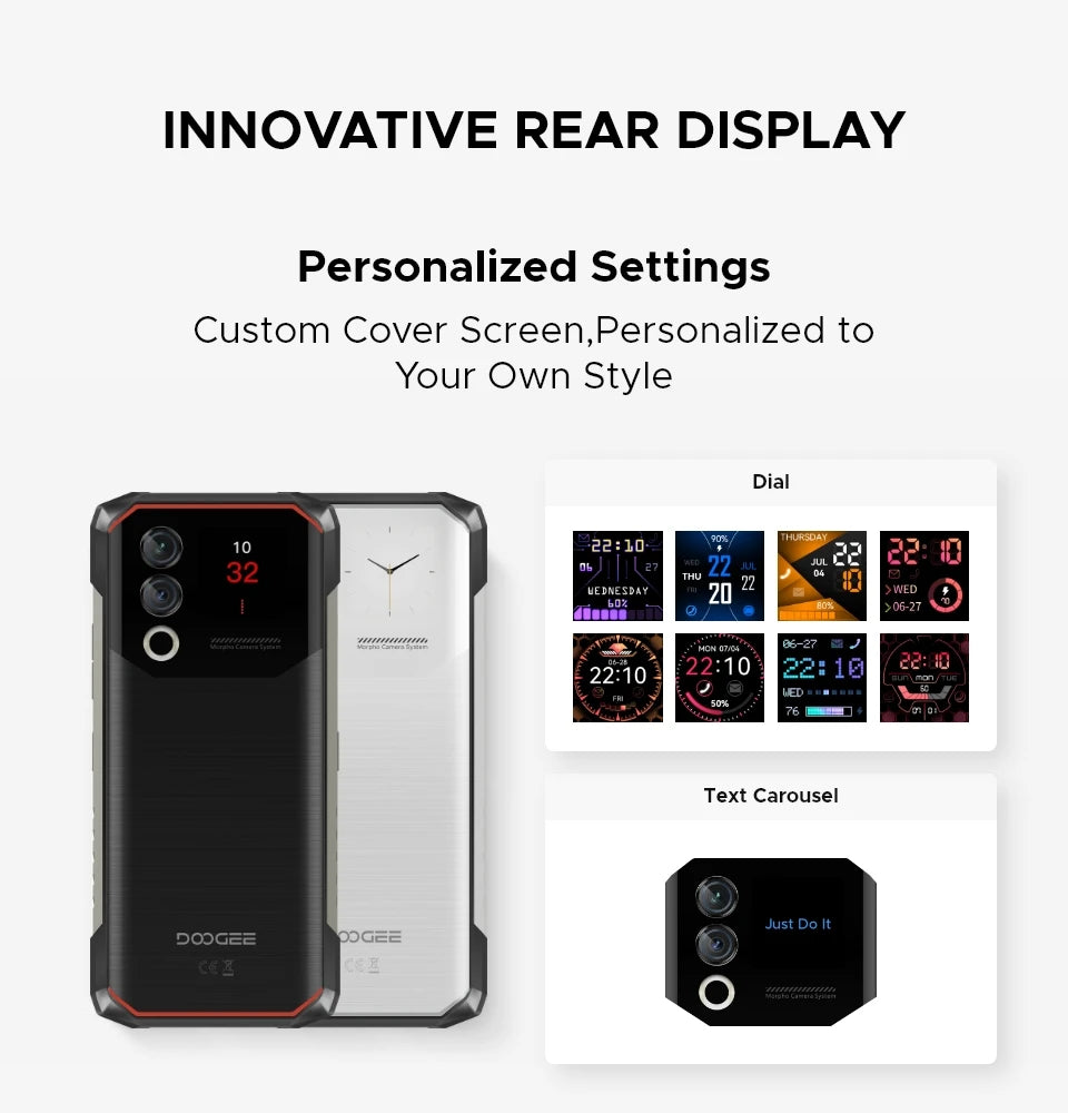 DOOGEE Blade10 Max Rugged Phone 6.56" 90Hz IPS Display 10300mAh Battery Phone 8GB 256GB 1.54" Rear Display 50MP AI Main Camera