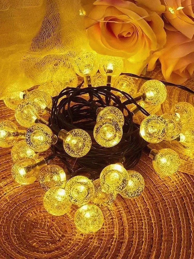Solar Bubble Balls Lamp String Lights Outdoor Water Drops Outdoor Waterproof Orb Christmas Lights Patio Holiday Party
