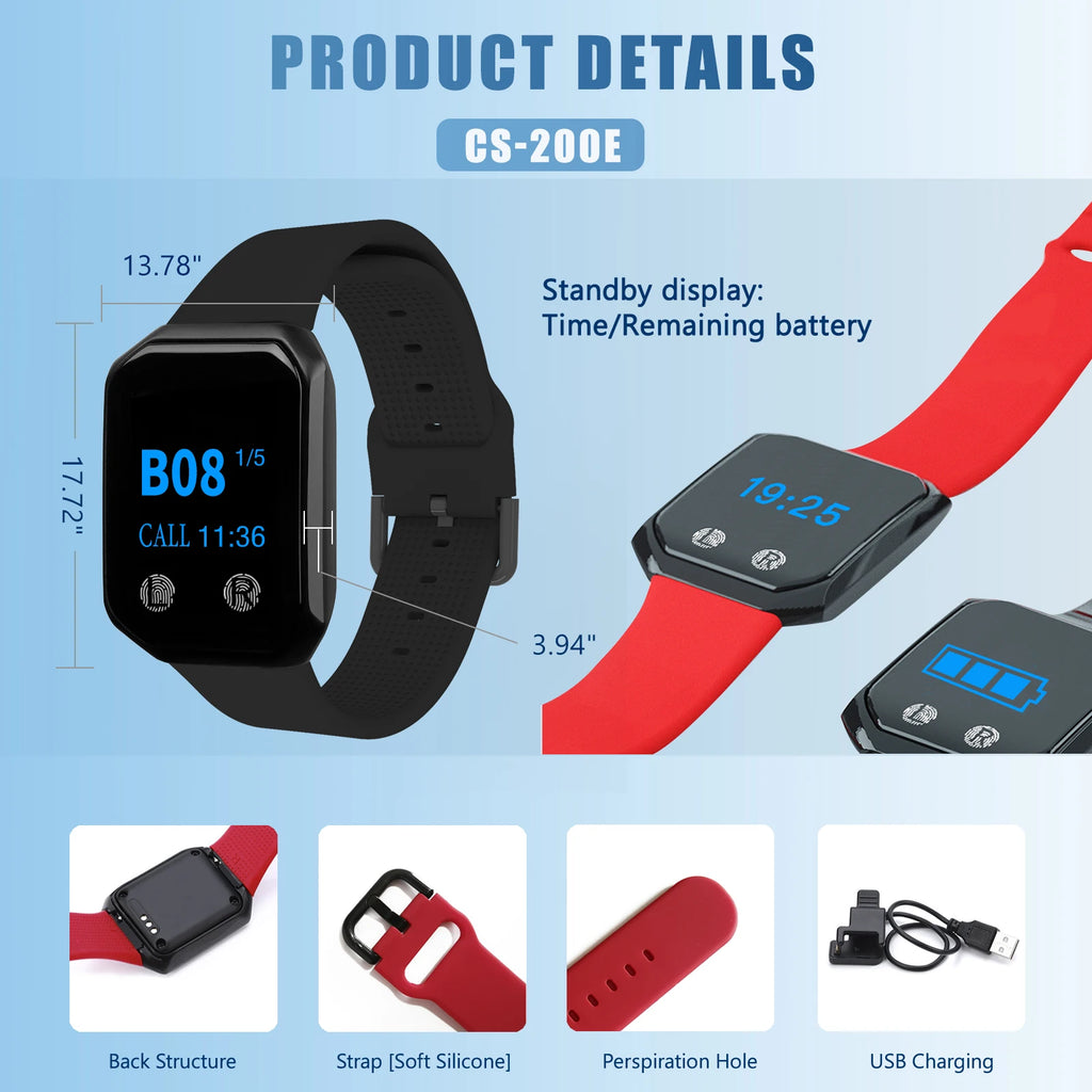 2 Wrist Watch + 10 Calling Buttons Wireless Pager System Caregiver Pager Nurse Alert for Elderly Clinic Nursing Hospital