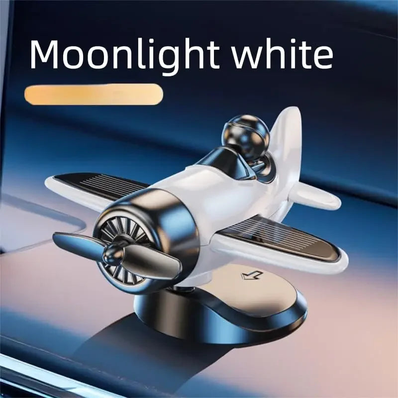 Car Solar Powered Rotating Airplane Decor Dashboard Windmill Spinner Creative Center Console Ornament Vehicle Accessories