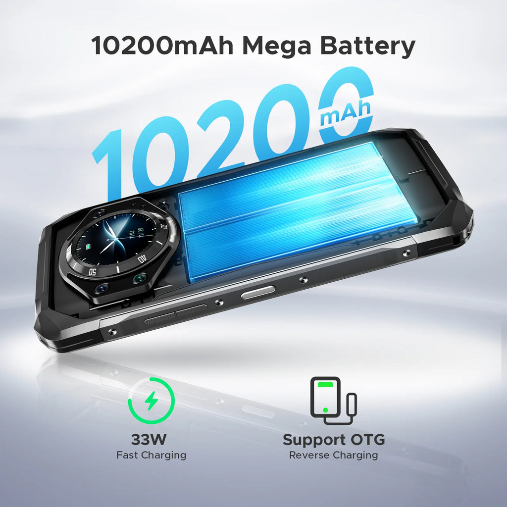 DOOGEE S119 Rugged Phone 1.32" Rear Display 6.72" 32GB(8+24) 512GB 100MP Main Camera 10200mAh Large Battery NFC Cellphone