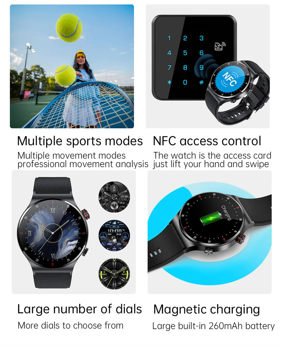 2026 Fashion Smartwatch HD Touch Heart Rate Bluetooth Call Sleep Monitoring NFC Weather Sport Mode Smart Watch For Android IOS