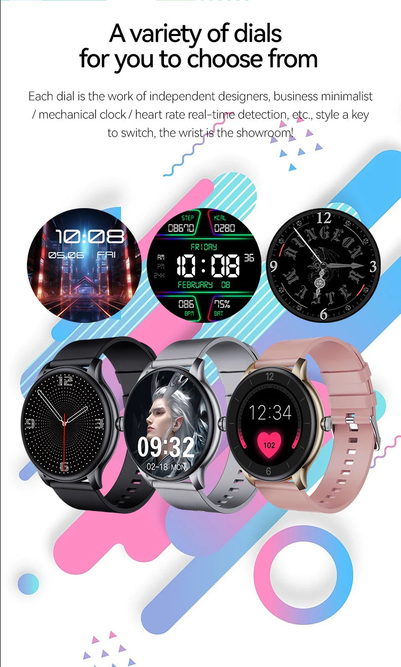 LXASFIT 2025 New Smart Watch Heart Rate Sleep Health Monitor Bluetooth Talk Ladies Sport Smart Watch for Android IOS