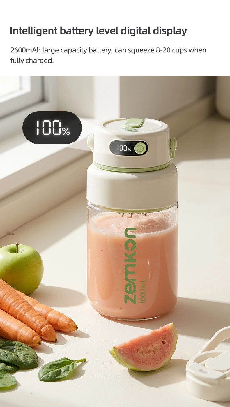 1000ML Portable Blender USB Electric Juicer Fruit Mixers Fruit Home Smoothies Mixer Multifunctional Juice Maker Machine Blender