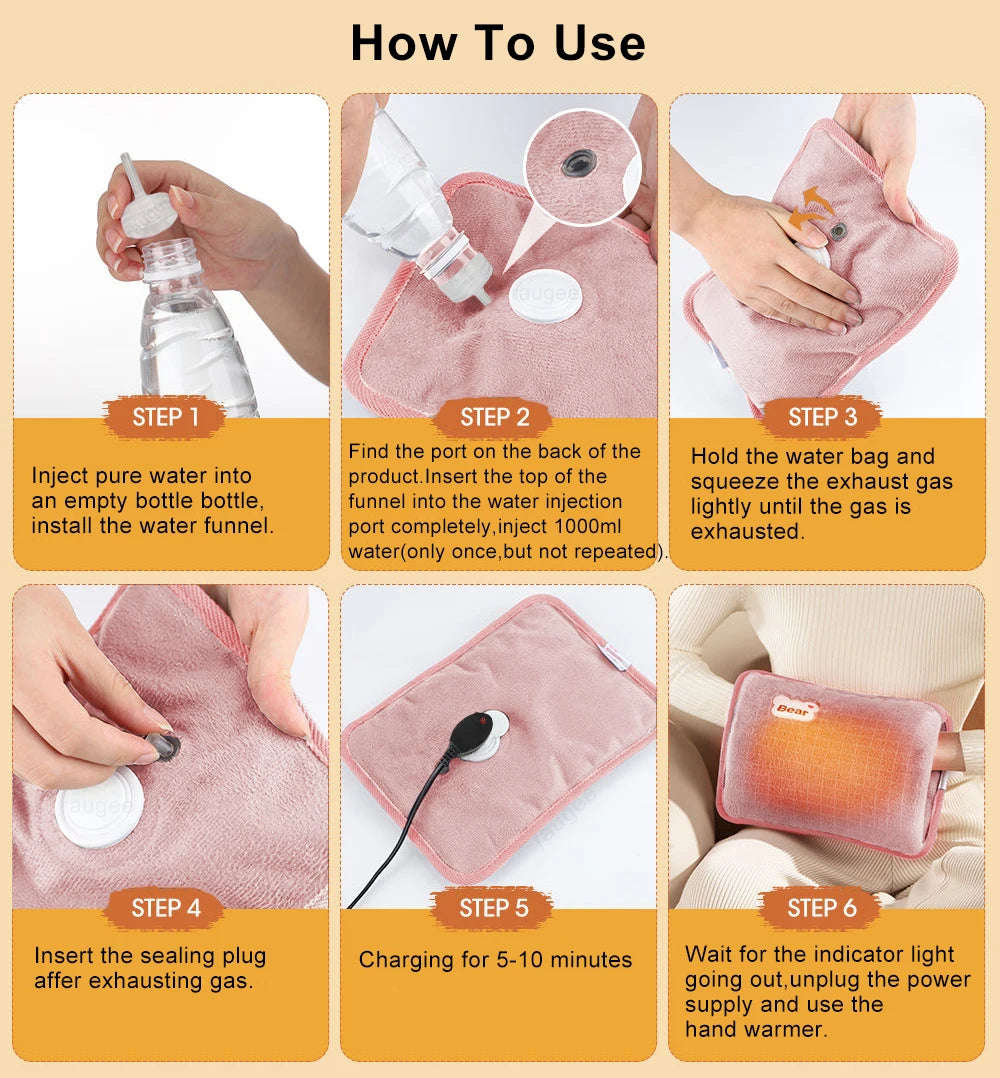 Electric Hot Water Bag Winter Portable Soft Electric Hand Warmer Rechargeable Reusable Explosion-Proof Warming Hand Pillow