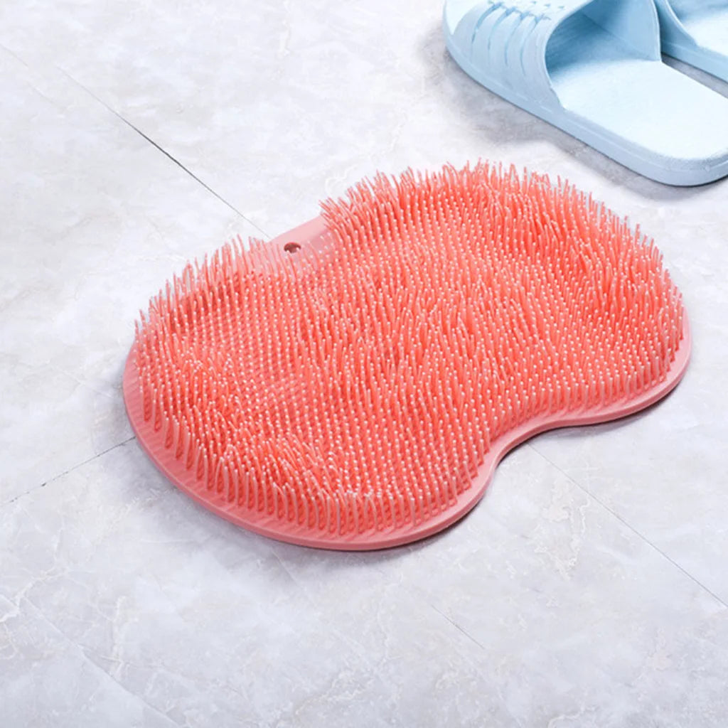 Silicone Foot Massage Pad Shower Mat Non-slip Wash Foot Pad Stick on Wall Surface Body Cleaning Tool Exfoliating Rub Back Brush