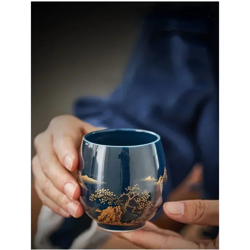 Japanese-style Simple Master Mug Ceramic Tea Bowl Cup Household Jilan Simple Ceramic Large Teacup Tea Set for A Single Cup