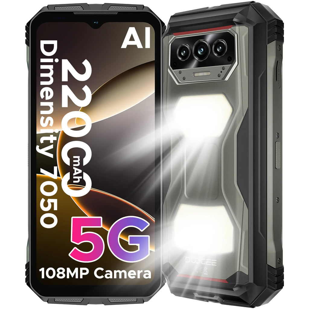 DOOGEE V Max S 5G Rugged Phone 6.58" Dual Camping Lights 24GB(8+16) 256GB 22000mAh Large Battery 108MP AI Main Camera Smartphone