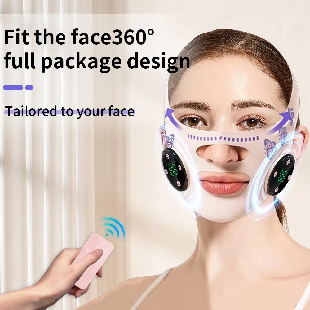 EMS V-Shaped Face Machine Double Chin Reducer, Electric Facial Massager Face Lifting Device with 5 Modes 19 Intensity Levels