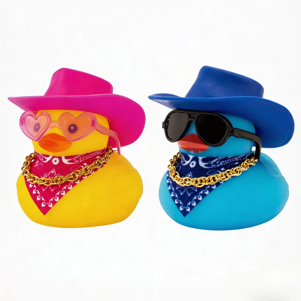 Car Decoration Rubber Cowboy Duck Car Dashboard Decorations Pink Cowboy Hat Rubber Ducks, Duck for Car Ornament Accessories