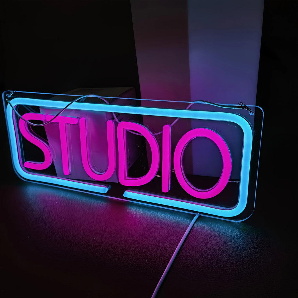 Studio Neon Sign LED Letter Neon USB Powered Dimmable for Music Studio Club Home Party Wall Art Decor