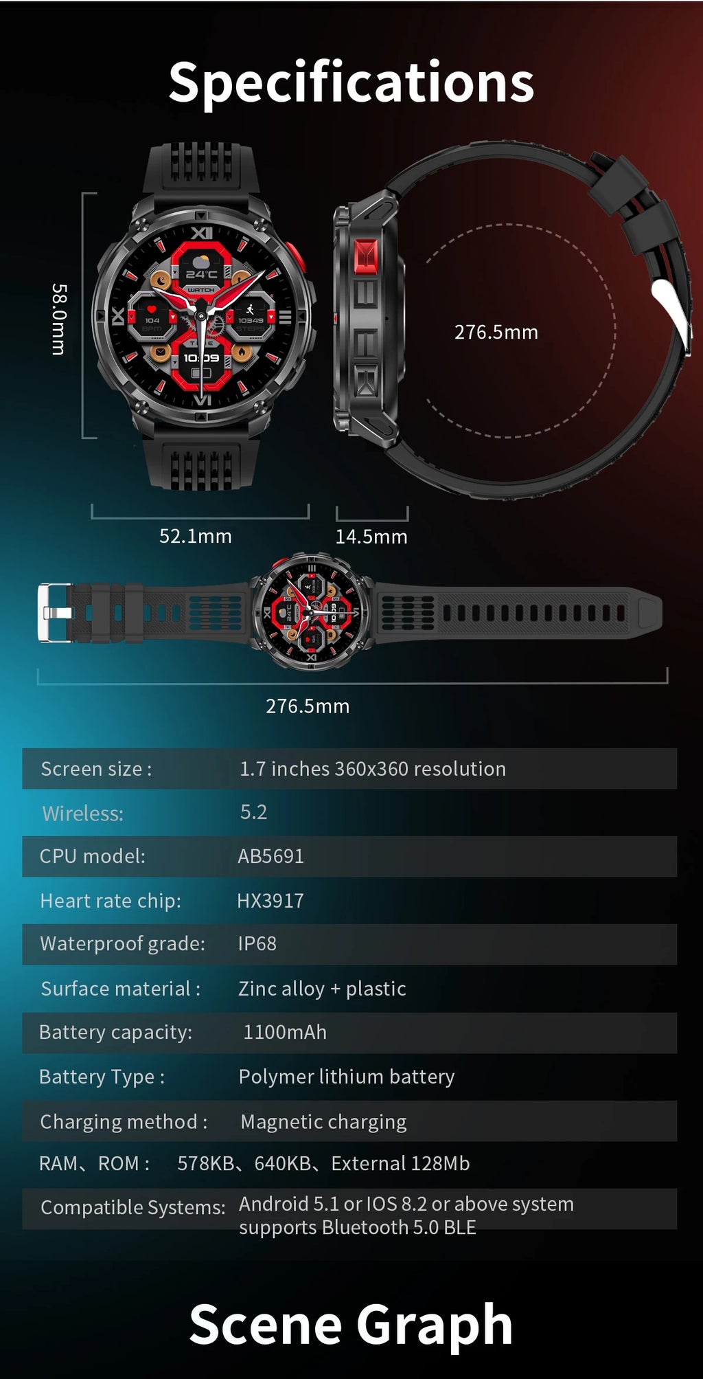 LIGE Outdoor Sports Smart Watch Men HD Screen 1100mAh Large Battery Long Standby Time Bluetooth Call IP68 Waterproof Smartwatch
