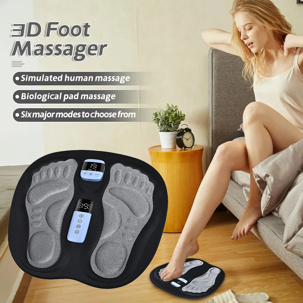 EMS Foot Massager LCD Display 8 Modes 19 Intensities Foot Massagers for Pain Relief Improve Circulation Relax Foot Feet Massager