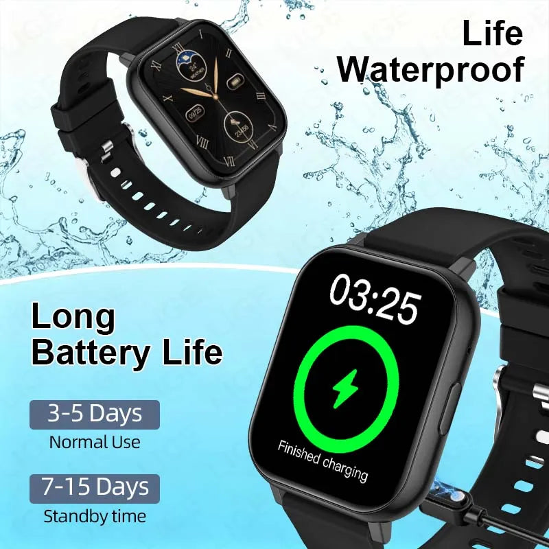 LIGE New 1.83"HD Screen Smart Watch Bluetooth Call Heart Rate Sleep Monitor Sports Tracker Waterproof Smartwatch For Android ios