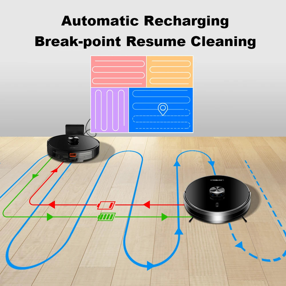Robot Vacuum Cleaner Liectroux/Lilin X6, LDS Lidar Laser System,6500Pa,Multi-Floor Maps,Y Shape Wet Mop,Multilingual Voice