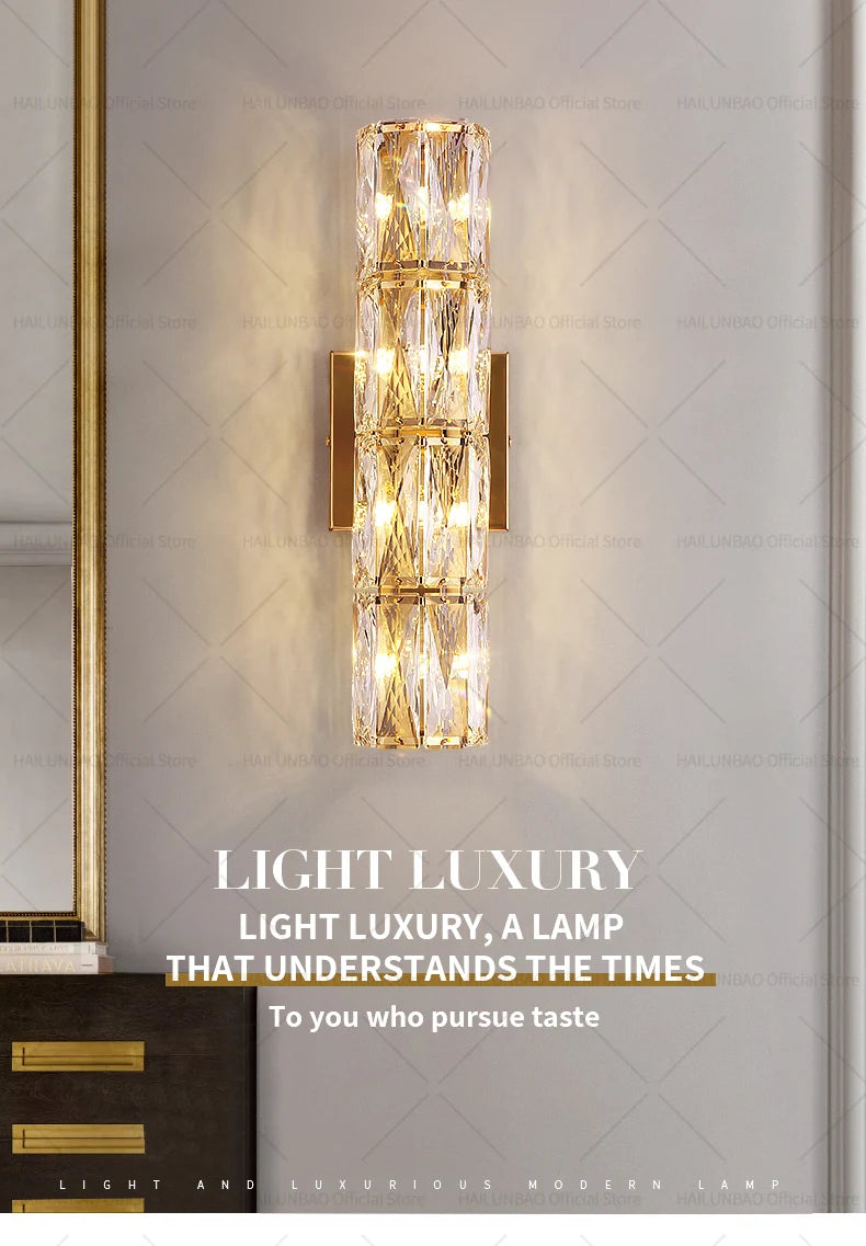 Light Luxury Crystal Wall Lamp Creative Villa Living Room TV Background Wall Lamp Network Red Modeling wall Bedroom Bedside Lamp