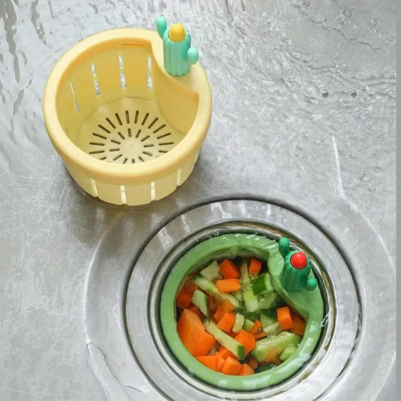 1-5pcs Cactus Sink Drain Strainer Press Automatic Dumping Basket Multi-functional Use Filter Net for Tub Kitchen Waste Collector