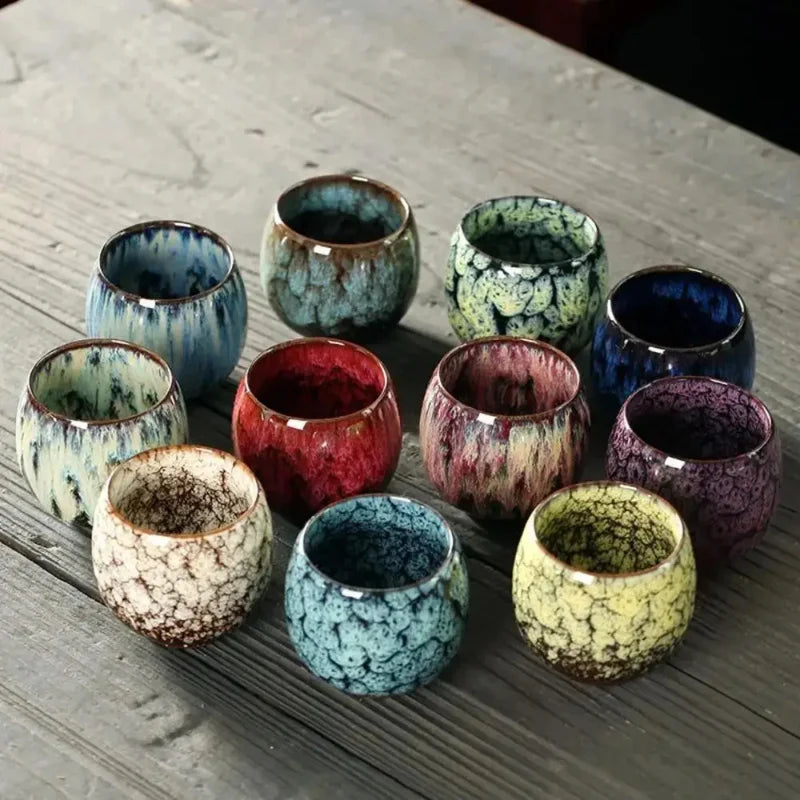 1/5pc Colorful Reactive Glaze Ceramic Coffee Mug 170ml Ceramic Espresso Tea Cup Home Office Lacquered Water Cups Drinkware