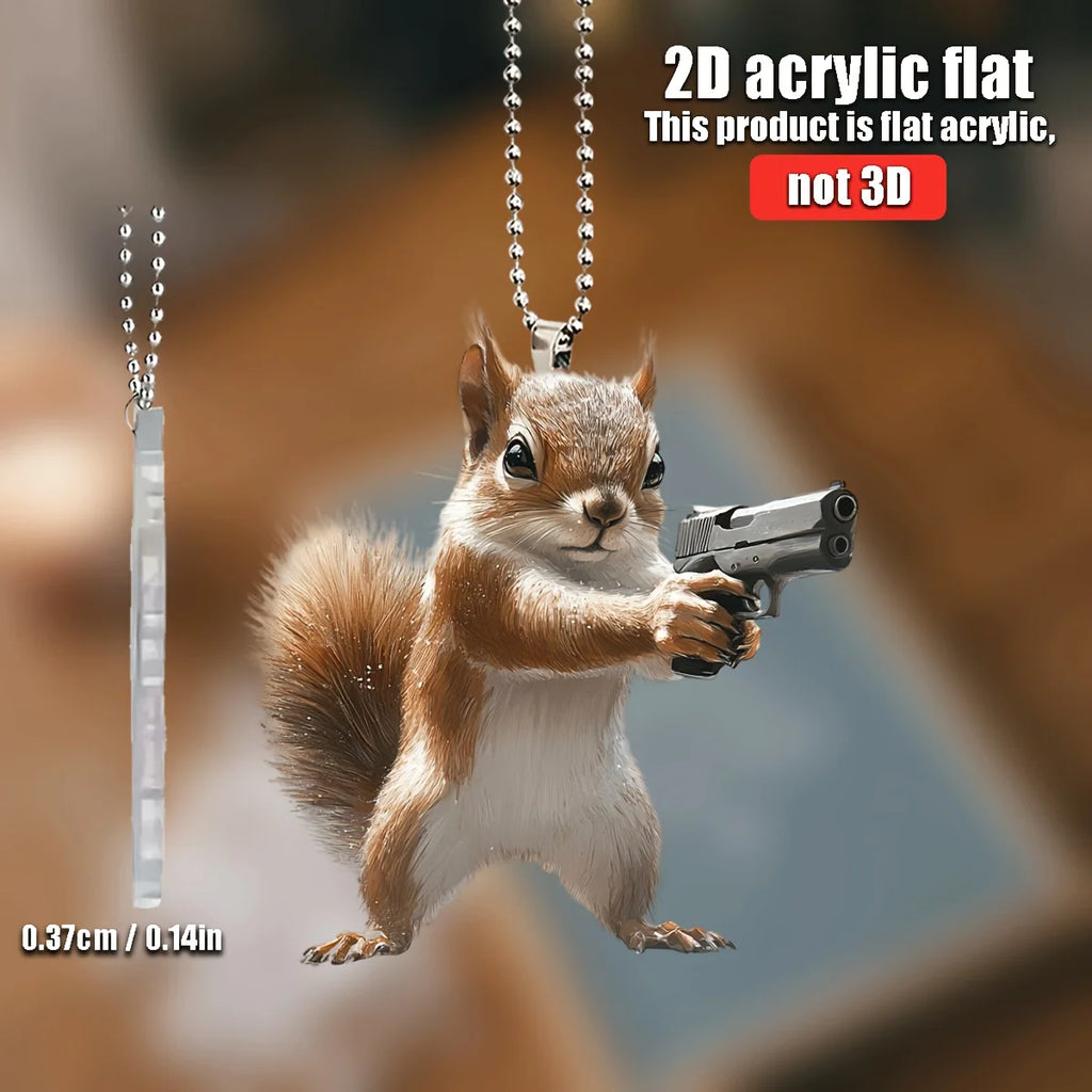2D Funny Squirrel With Pendant Used for Car Hanging Decoration Fun Decoration Home Decoration Backpack Accessories keychains