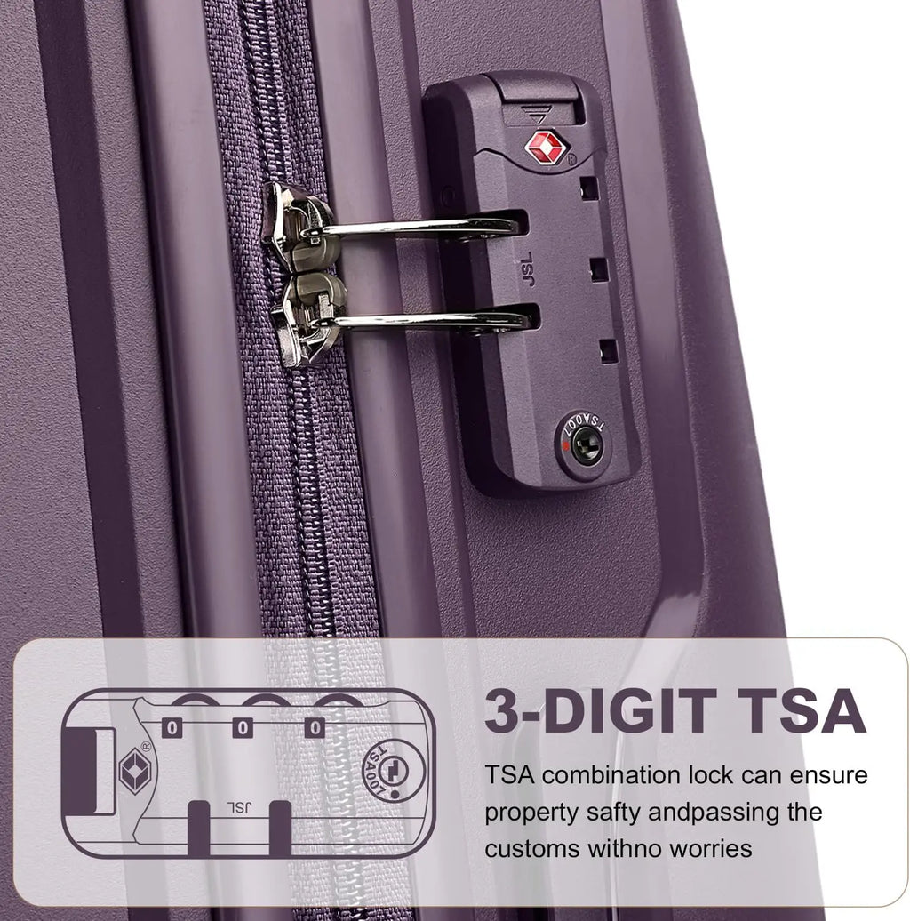 British Traveller 2 Piece Luggage Set 14+20 Inch, PP Hard Shell Suitcase with TSA Lock & Silent Spinner Wheels, Portable Carry-On Luggage for Business & Short Trips