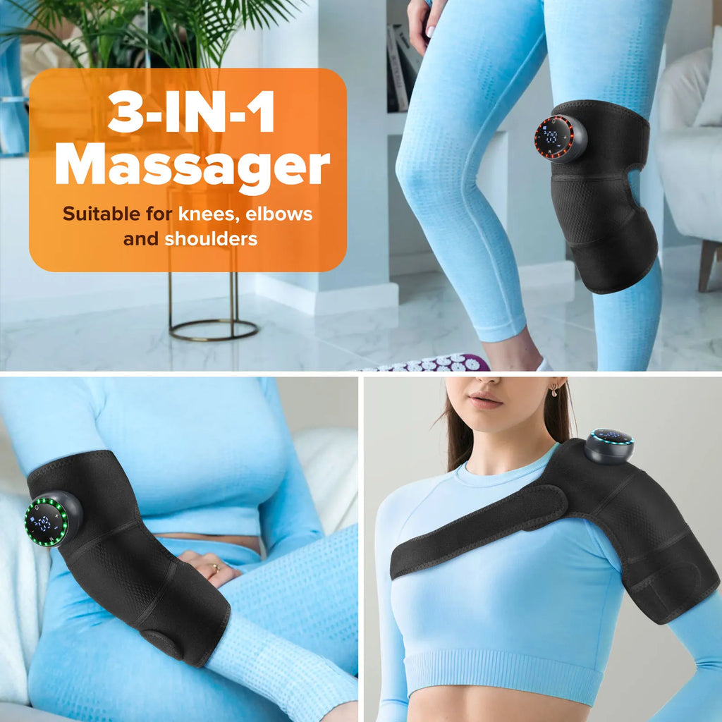 3 in 1 Cordless Thermal Knee Pad Knee Shoulder Massager Vibration Leg Arm Joint Brace Muscle Relax Joint Brace Muscle Relaxation