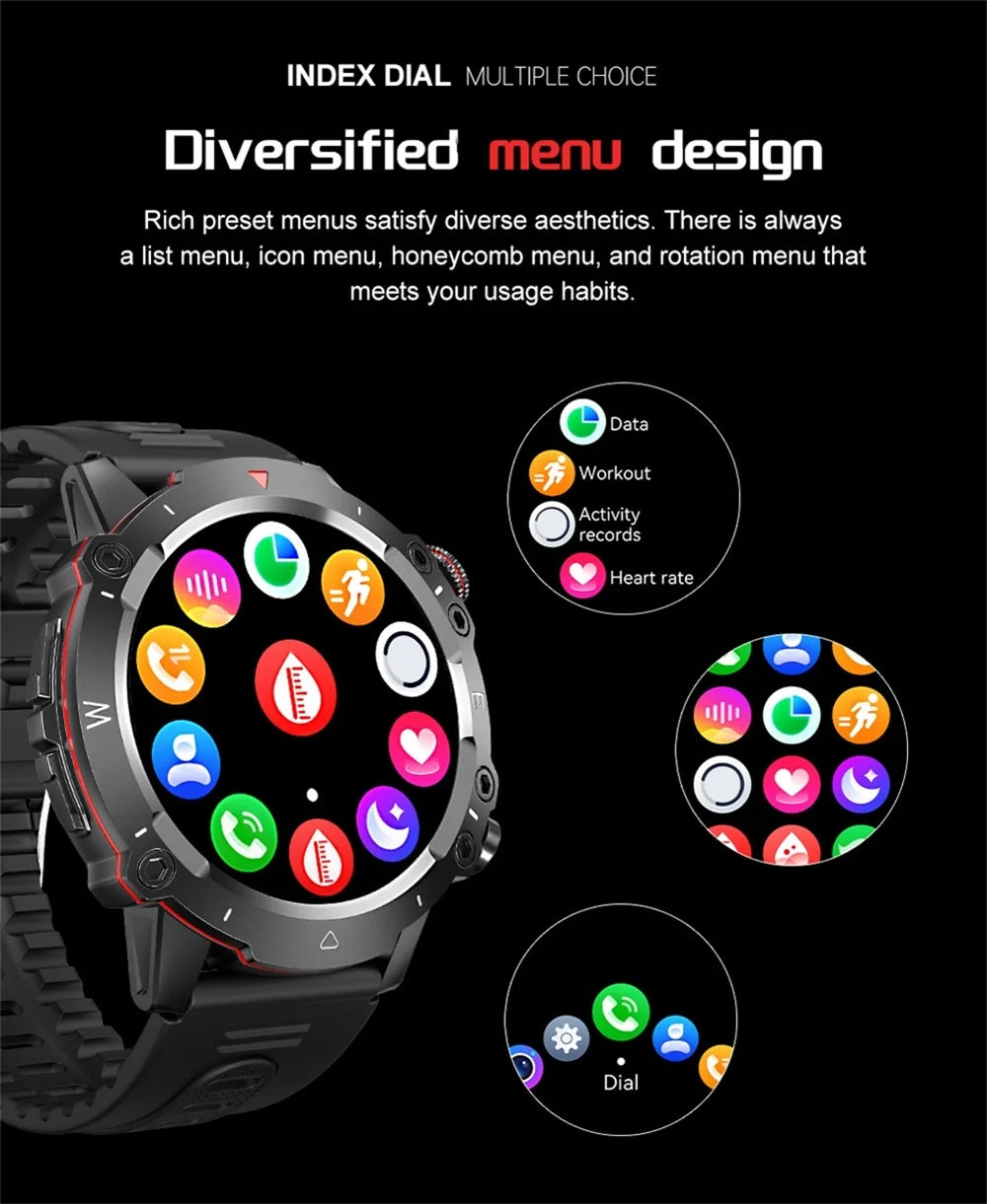 New Outdoor Sports Fitness Smart Watch Heat Rate Sleep Health Clock Waterproof Voice Assistant Alarm Clock Music Smartwatch